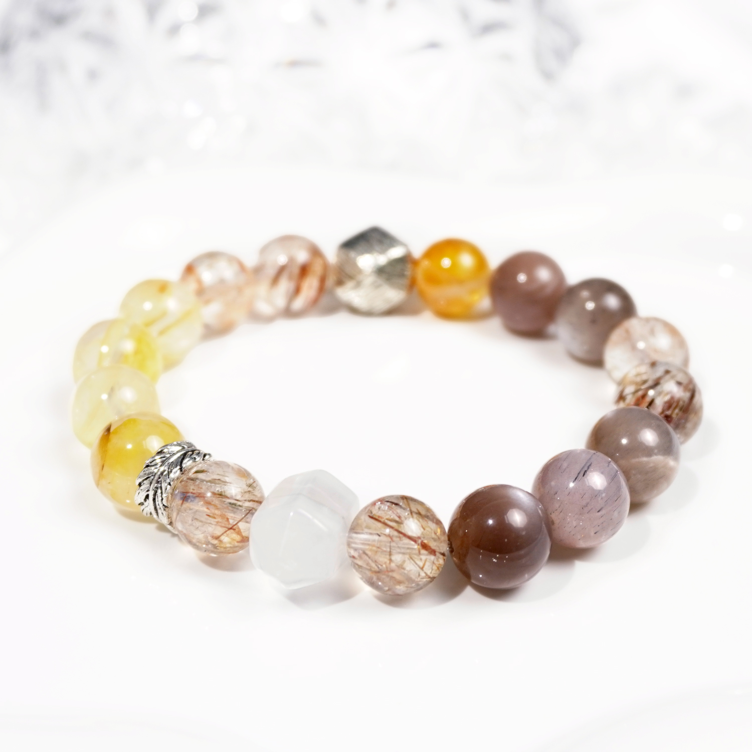 Yellow gum flower + black gold super + black moonlight + white crystal