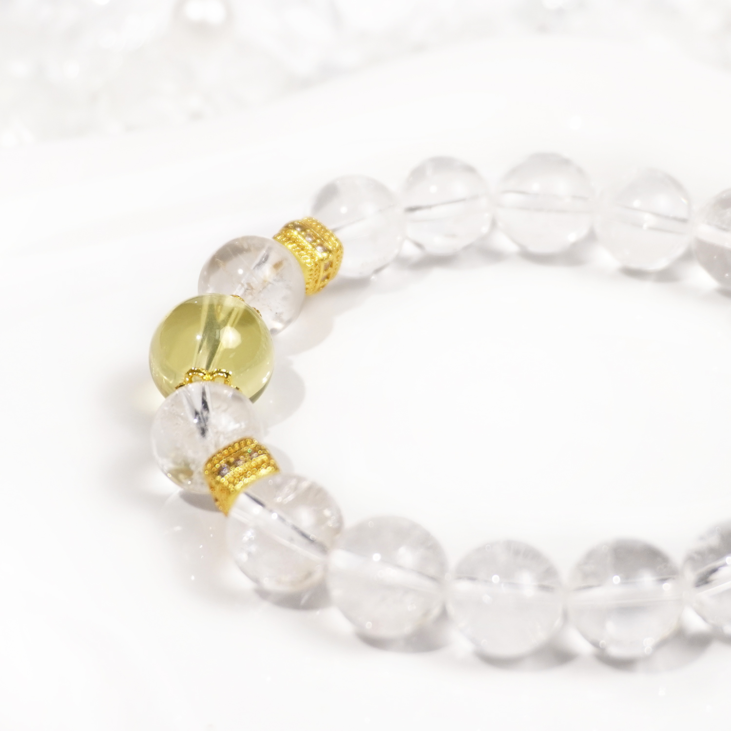 White Asai + yellow crystal bracelet