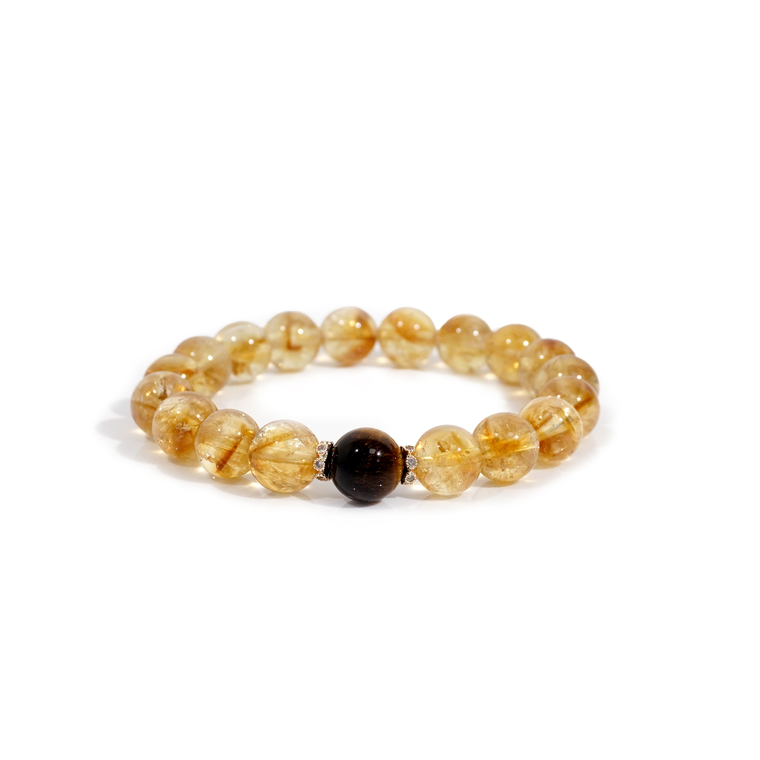 Yellow pagoda stone + tiger's eye stone bracelet