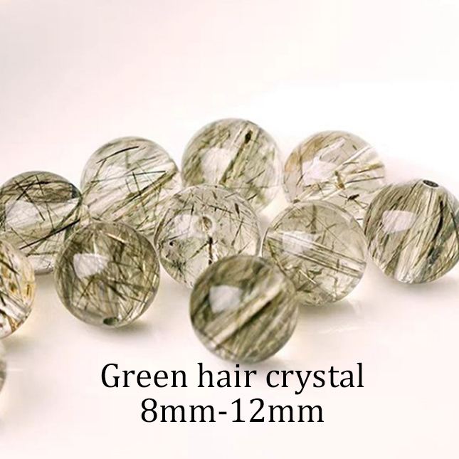 Natural green hair crystal [1 bead]