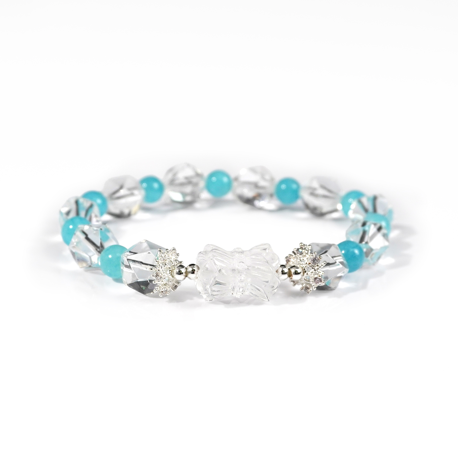 White crystal + aquamarine bracelet