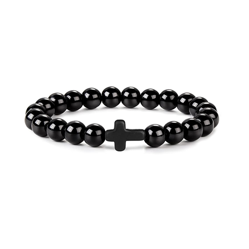 Natural semi-gemstone men's bracelet