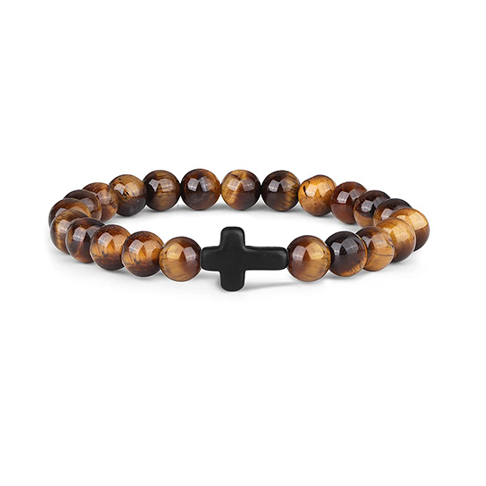 Natural semi-gemstone men's bracelet