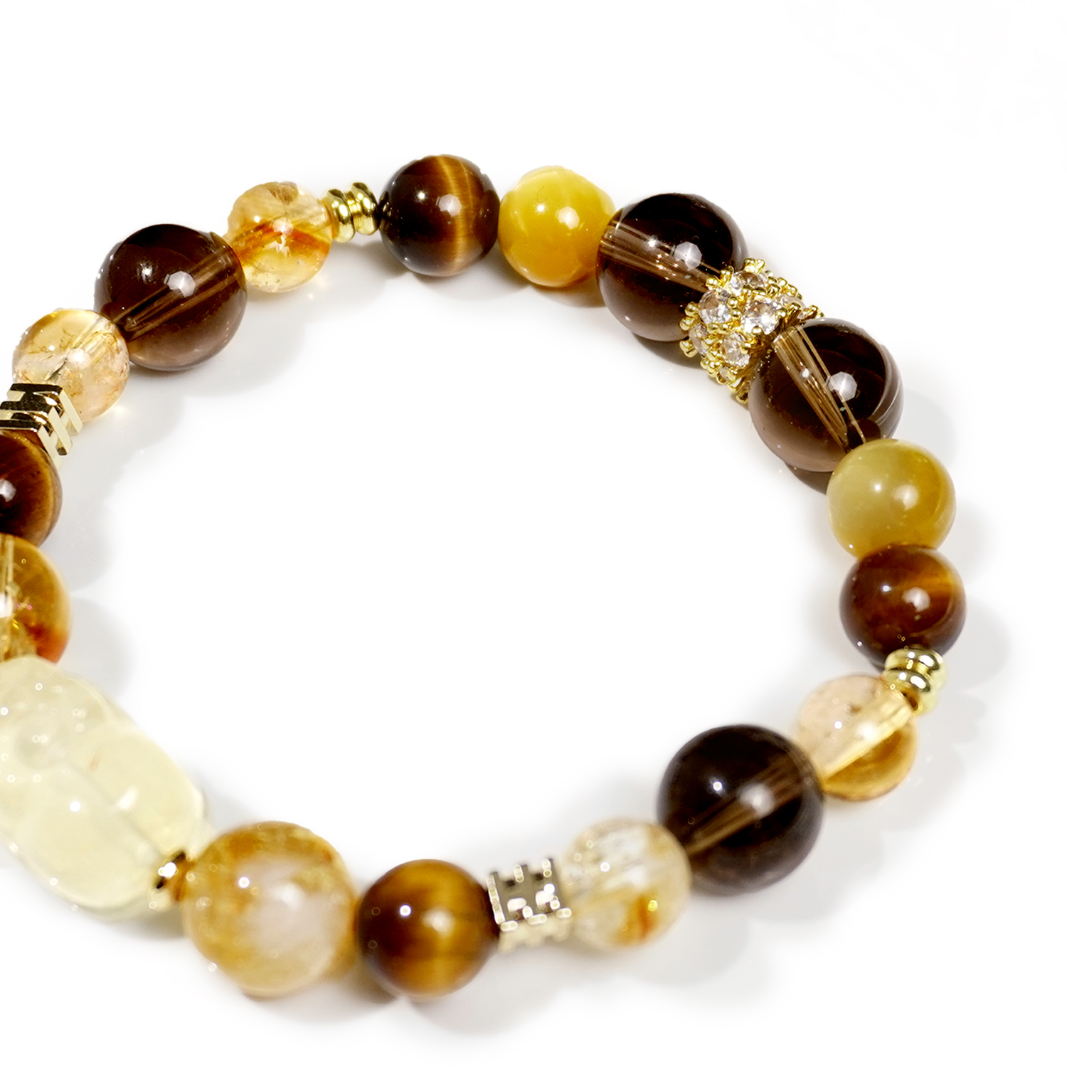 Lemon crystal PI Xiu + Obsidian + yellow tower crystal + Golden tiger's eye + Yellow tiger's eye