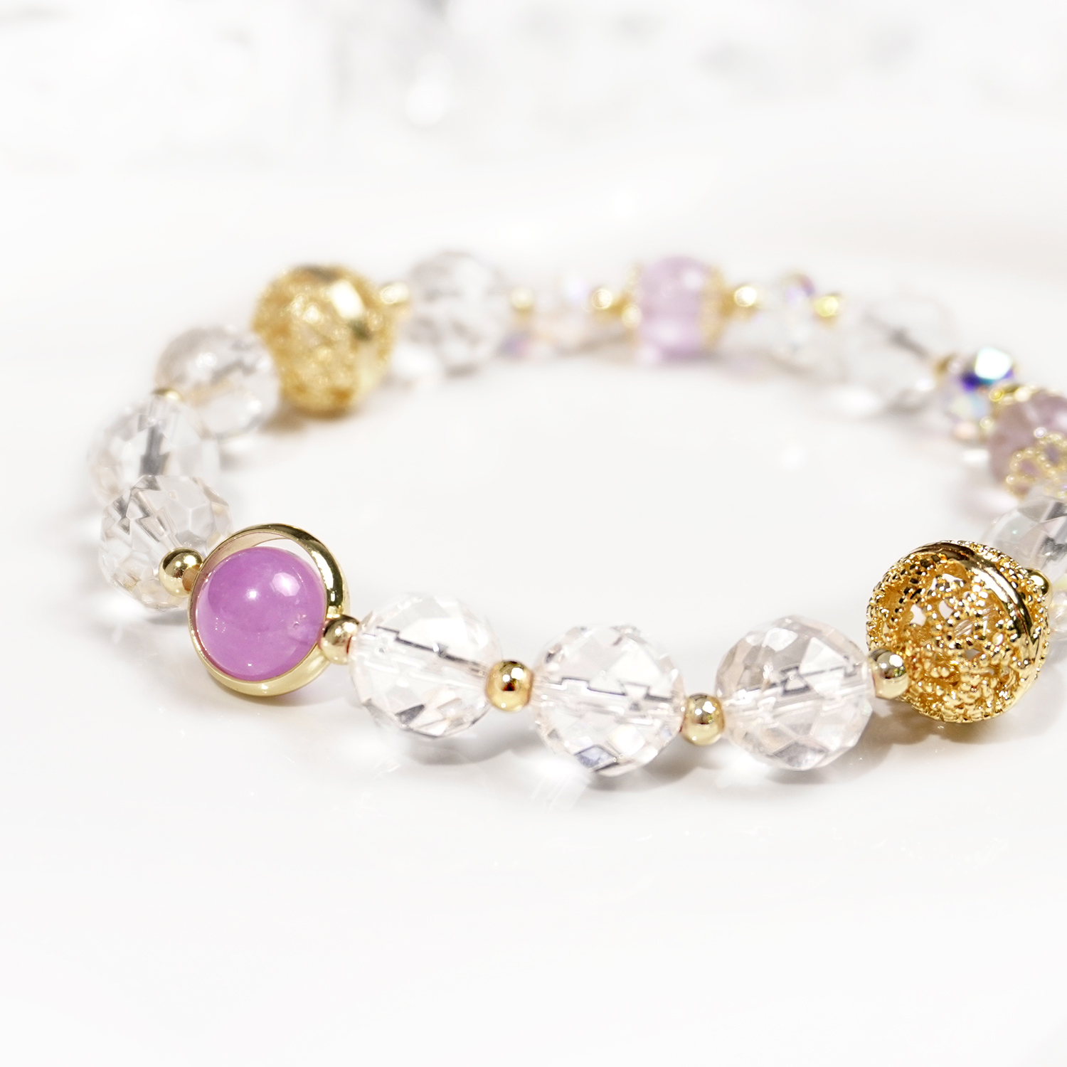 White crystal + purple jade