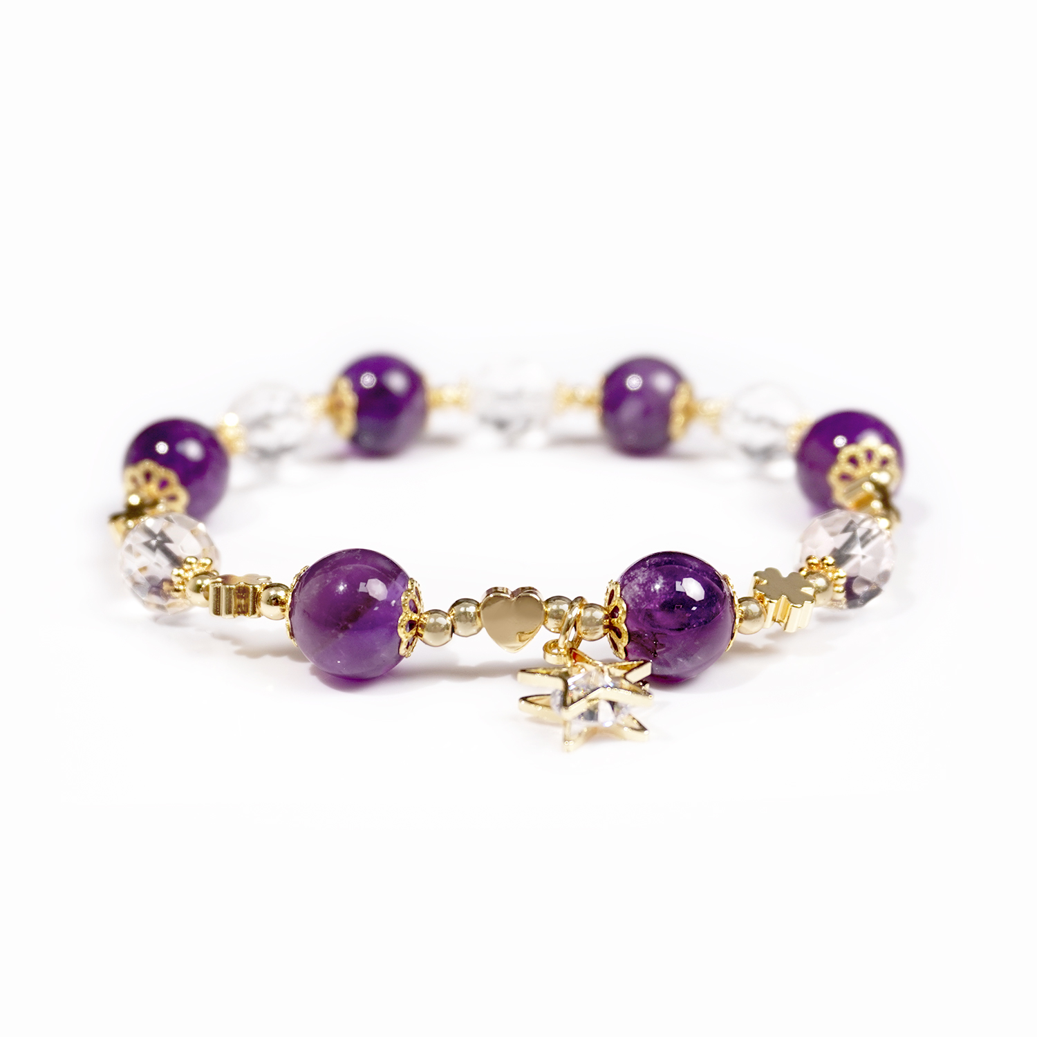 White crystal + amethyst bracelet