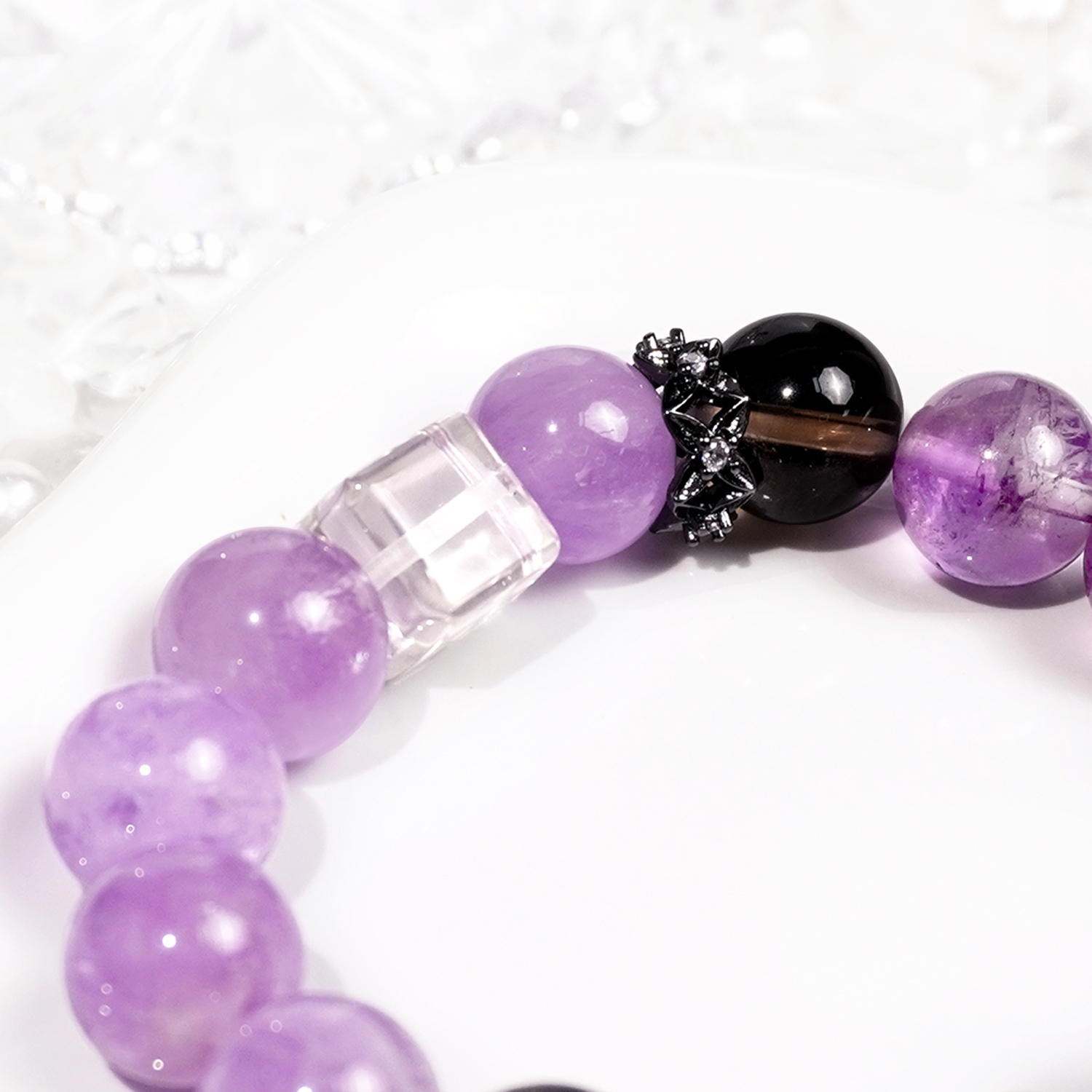 Multi-treasure crystals: Purple Ghost/Tea Crystal/White Crystal Cube/Lavender Amethyst/Silver Obsidian/Purple Aurora Casual Shape/White Asai