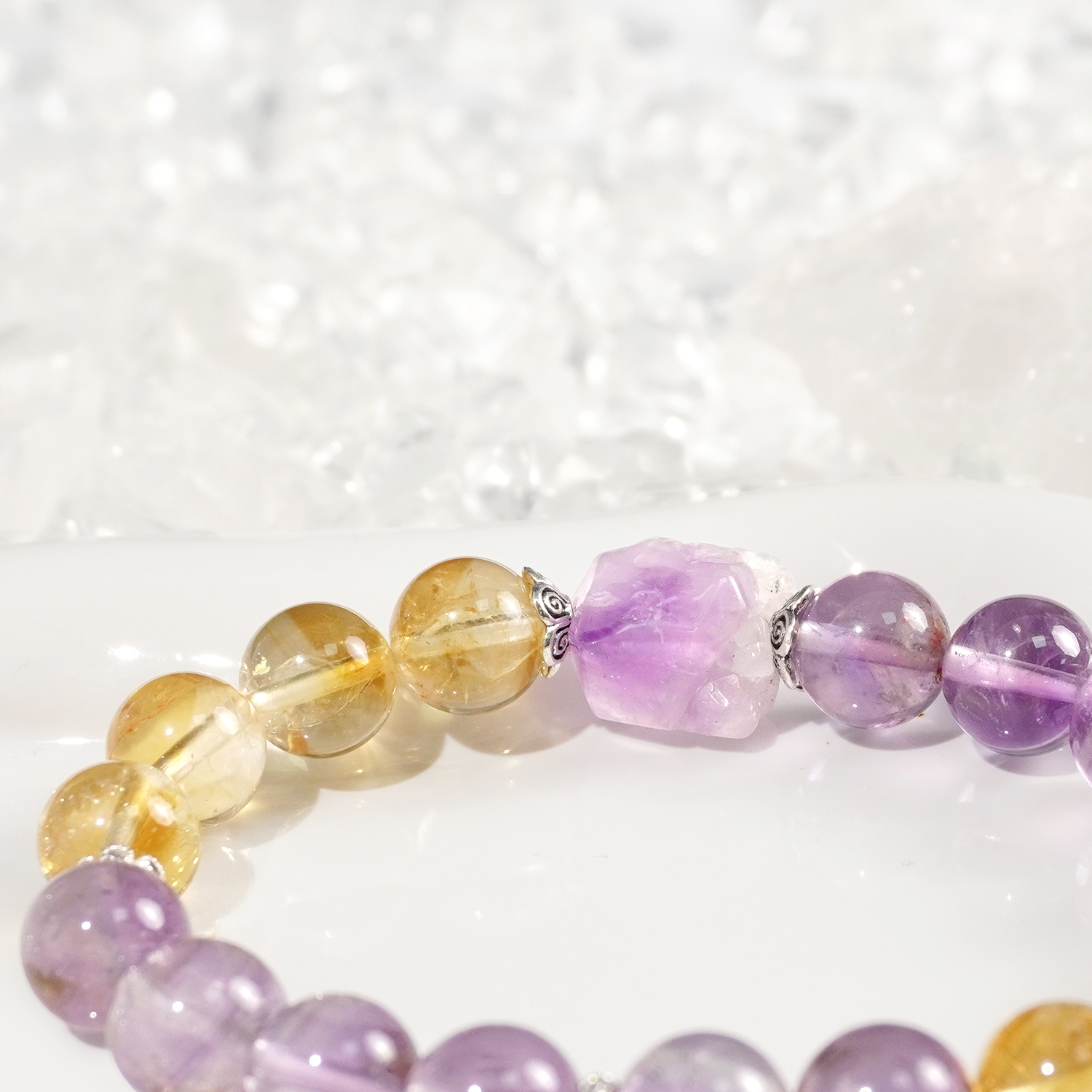 Yellow Tower crystal + Amethyst + amethyst bracelet