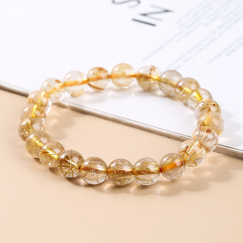 Natural golden hair crystal wealth and prosperity bracelet